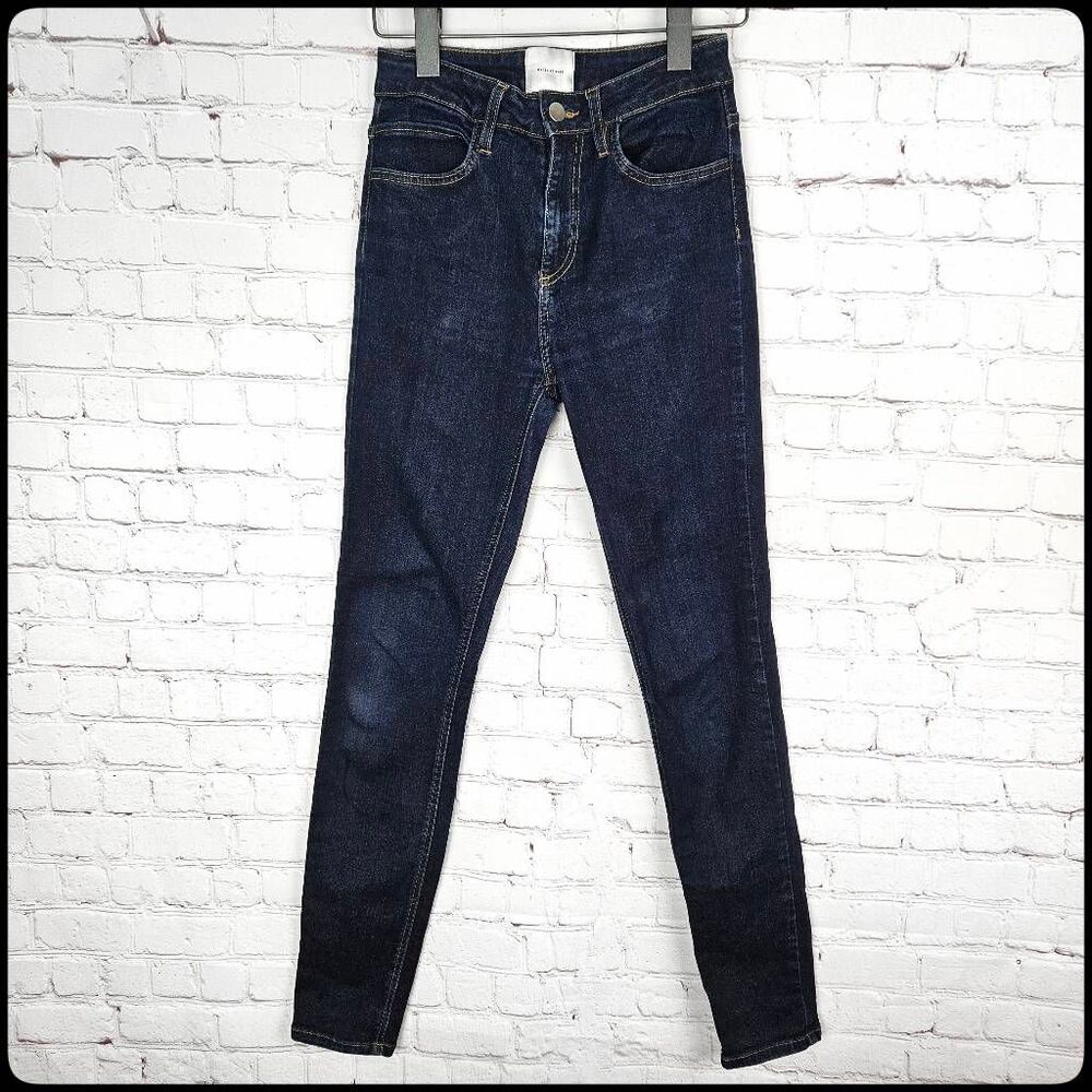 WHICH WE WANT Women's Deep Wash High Rise Classic Everyday Cigarette Jeans 28